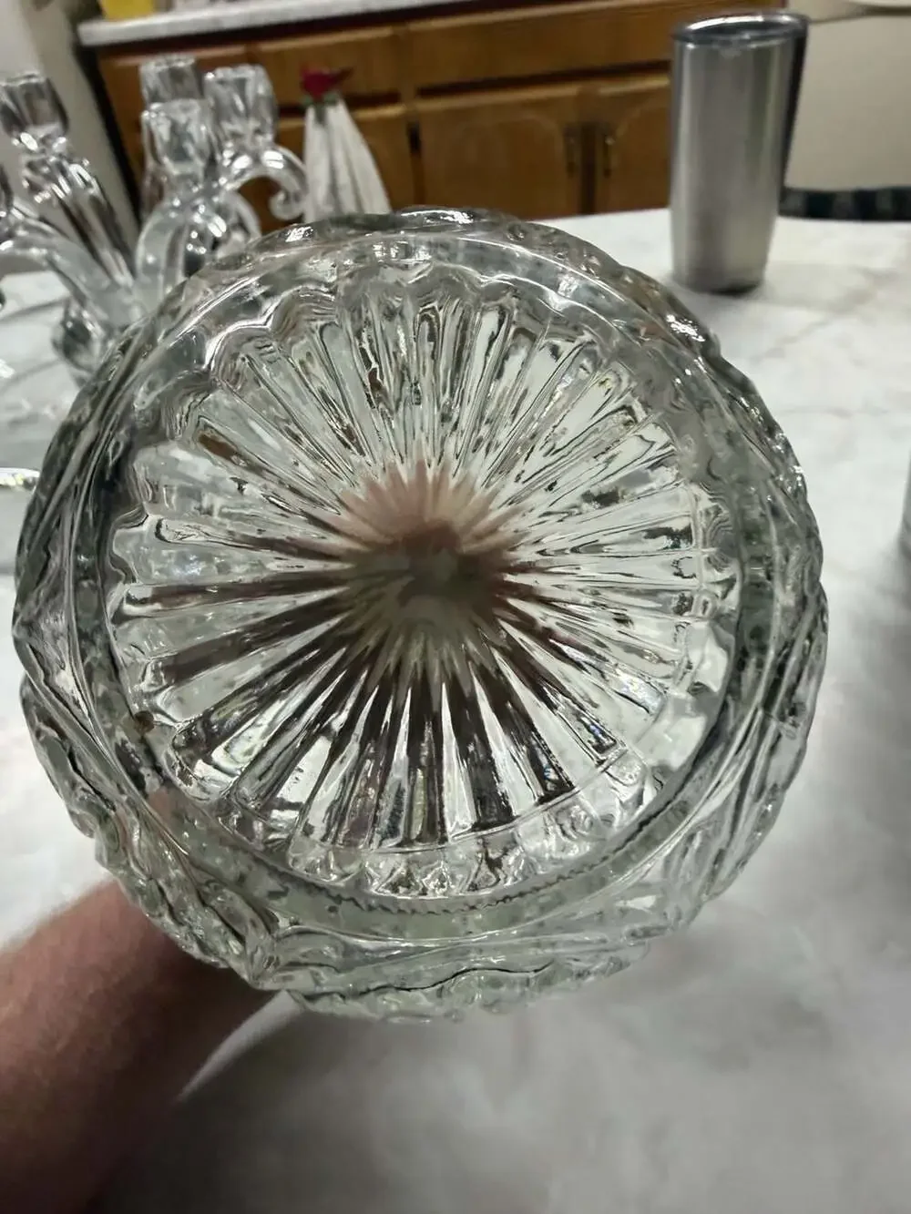 Anchor Hocking Medallion Clear Pressed Glass Decanter with Stopper